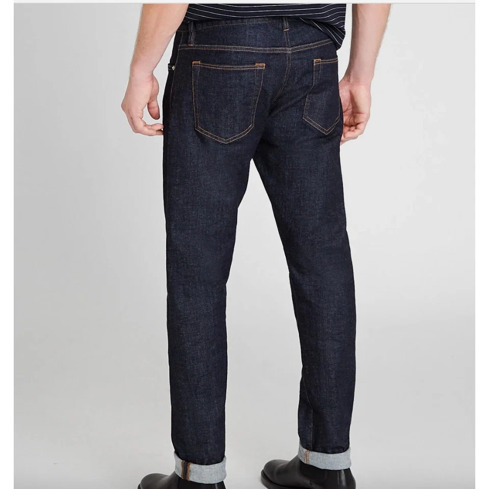 Pantalones de mezclilla Club Monaco para hombre 33 x 31 azul súper ajustados algodón lavado oscuro Foto 3 de 4