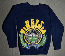 Vintage 1988 West Virginia Youth 10-12 Raglan Sweatshirt Tultex Rare
