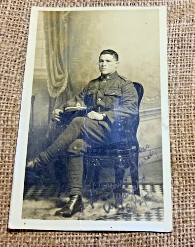 WW1 military postcard Photograph of Pte Arthur hazard NZEF.