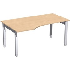 Eckschreibtisch links, 4-Fuß QuadratPro, 680-800 x 1.000mm (HxT), B: bis 2.000mm