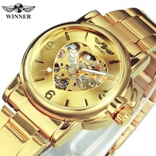 Women's Ladies Luxury Automatic Watch Skeleton Wristwatch Hollow Watches Gold