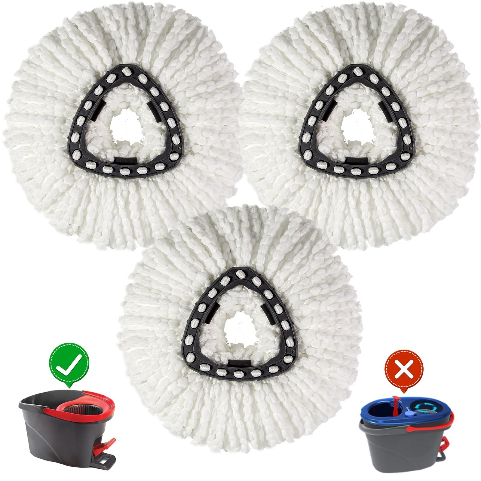 [3 Pack] Mop Replace Heads, Mop Refill Heads Replacements Compatible with O C...