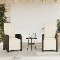 Gartensessel 2Er Set Verstellbar Mit FußTeil Poly Rattan Braun
