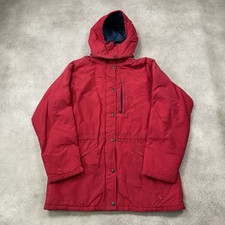 L.L. Bean Rain Parka Womens Large Vintage Hiking Outdoor Coat, Red