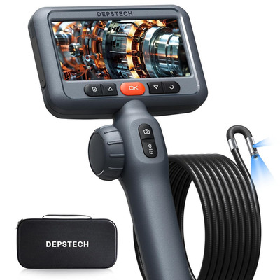 10FT Articulating Endoscope Camera with Light: Dual Lens Two-Way Articulated Ind