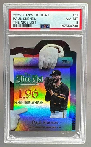 147559738 Paul Skenes 2025 Topps Holiday #MNL-11 Making The Nice List PSA 8