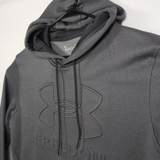 Under Armour Freedom Embossed Hoodie Men's L Gray Pullover USA Flag Patch