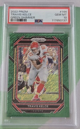 2022 Panini Prizm Travis Kelce Green Shimmer /5 PSA 10 GEM MINT #144 Chiefs Pop1