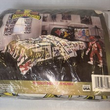 Power Rangers Twin Sheet Set Vintage RARE  1995 Pillowcase Fitted Flat
