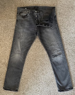 Men s Polo Ralph Lauren The Sullivan Slim Black Denim Jeans 34x30 Button Fly