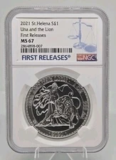 Una and The Lion St.Helena Pound 2021 Silver Coin NGC MS67 First Releases