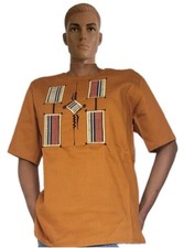 African Men's Shirt Patches Kente With Embroidery Shirt Chest:39in 