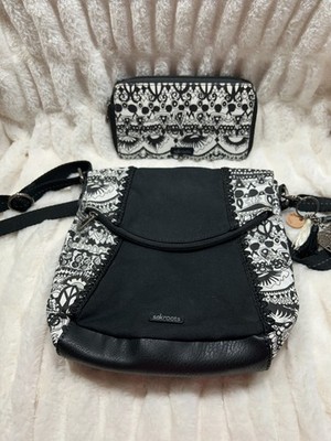 Sakroots Artist Circle Basic Crossbody & Matching Wallet Set - Black Canvas NWOT