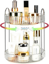 360 Rotating Makeup Organizer, 2 Tier Lazy Susan Bathroom Counter Organizer, Ski