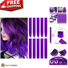 Vibrant Purple Clip-In Synthetic Hair Extensions - Pack of 10 for Instant Style