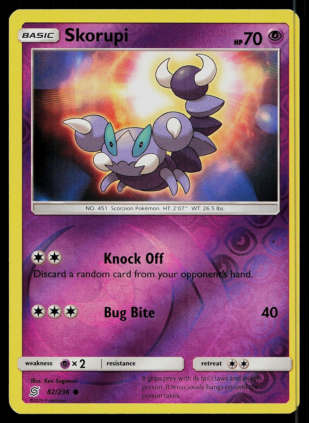 Pokemon Card Unified Minds Skorupi 82/236 Common Reverse Holo