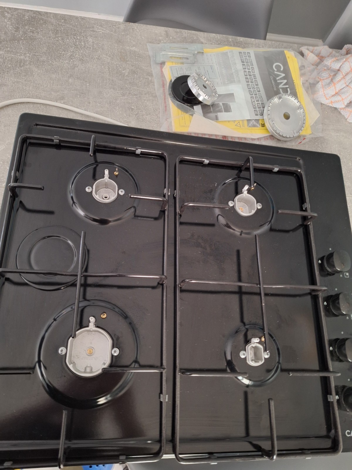 Candy 60cm 4 Burner Gas Hob with Pan Stand - Black CHW6LBB (Parts)