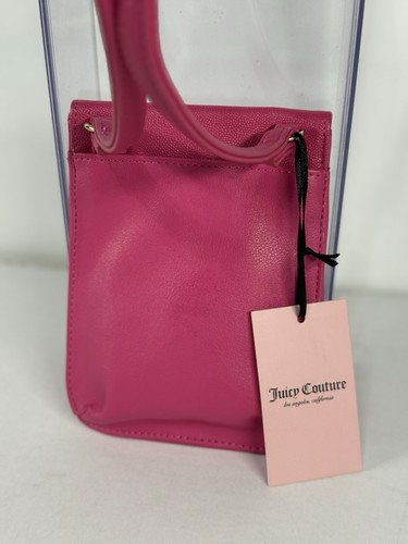 JUICY COUTURE Mini Clutch Purse Crossbody Bag Cell Wallet Hot Pink Faux Leather - Picture 5 of 11
