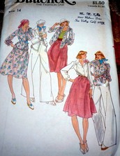 LOVELY VTG 1970s SHIRT SKIRT PANTS BUTTERICK Sewing Pattern 14/36 FF