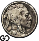 1917-S Buffalo Nickel Philadelphia, Nice Full Date Indian Head 5C