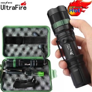 Tactical Zoomable 50000Lumens T6 LED Flashlight Lamp Torch+Battery+Charger+Cases