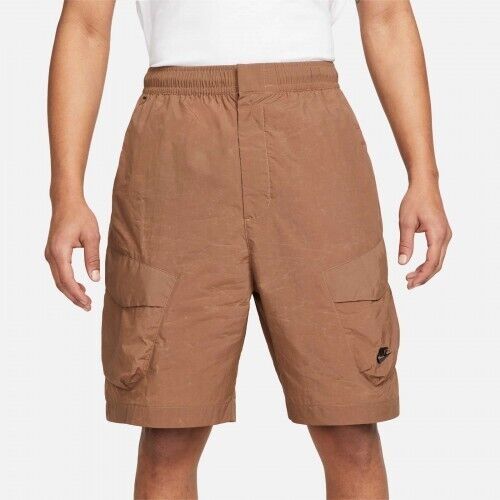 NIKE TECH ESSENTIAL SHORTS SIZE LARGE BROWN WOVEN CARGO HOLIDAY DM6484-256 - Picture 1 of 9