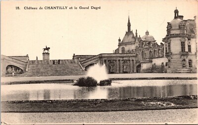 Chateau De Chantilly Et Le Grand Degre Antique Postcard DB UNP Unused Versailles
