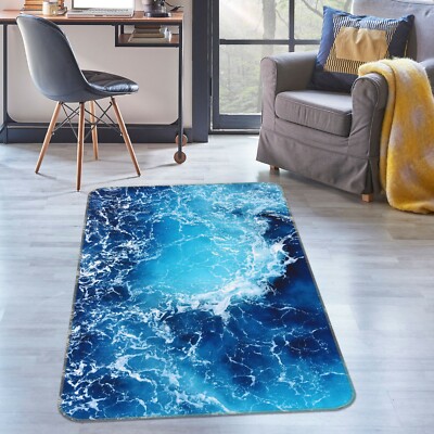 3D Blue Wave Ocean NAO8158 Game Rug Mat Elegant Photo Carpet Mat Fay