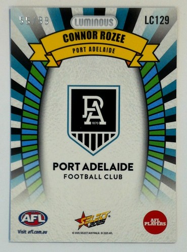 Select AFL Hobby Carnival 2025 #LC129 Connor Rozee 55/99 Port Adelaide - Imagen 2 de 3