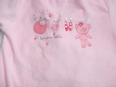 Grenouillère Absorba P'tit Bisou - Taille 18 Mois (81 Cm) - Rose Brodée - Neuf Avec étiquettes