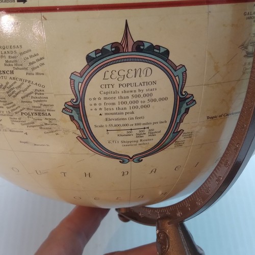 Replogle 12" Textured Globe Omega Nutrition World Classic Series Hardwood U.S.A. - Picture 9 of 10