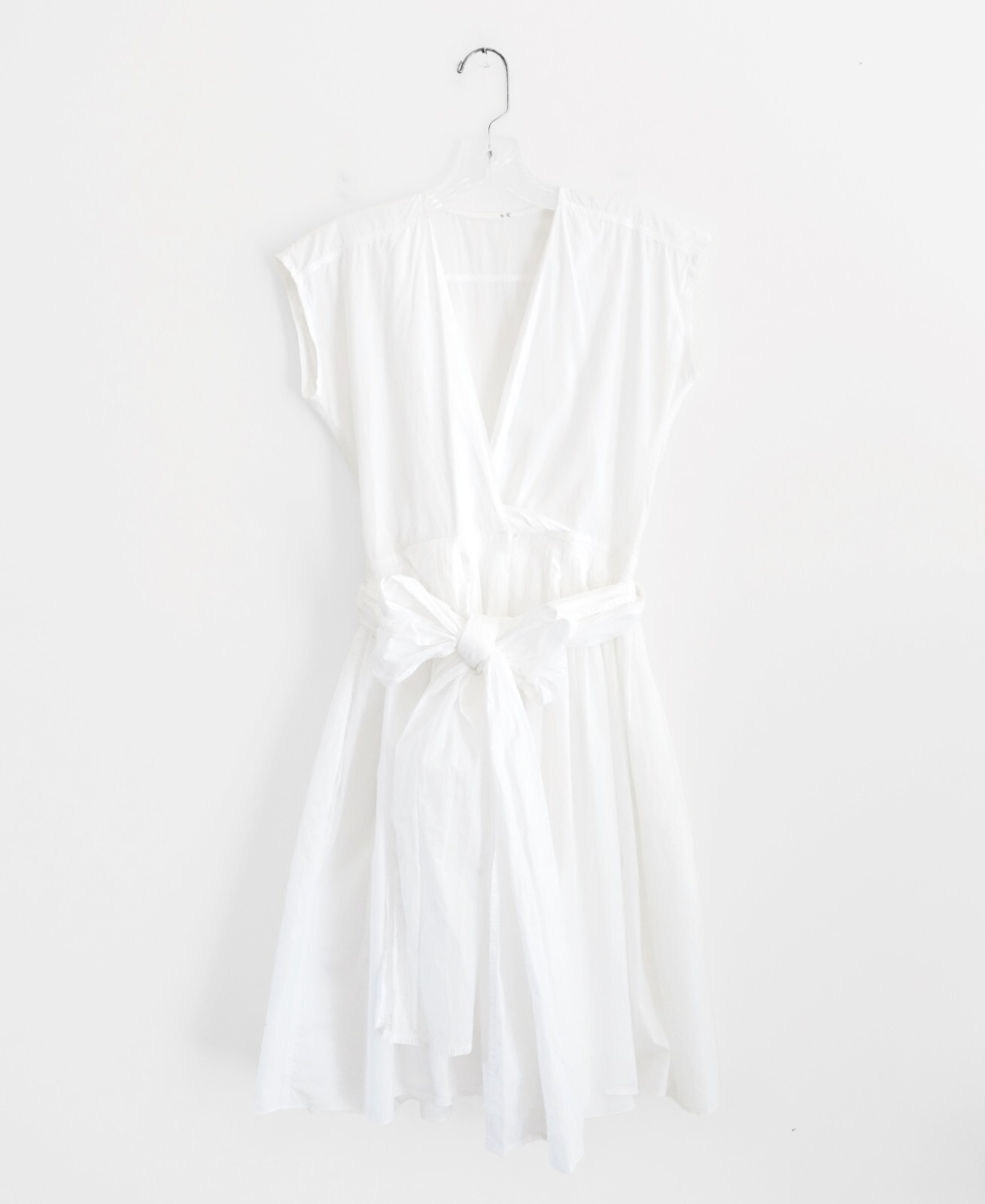 Vintage 00s Sofie D'Hoore White Cotton Faux Wrap Pleated Dress size FR 42 US 10