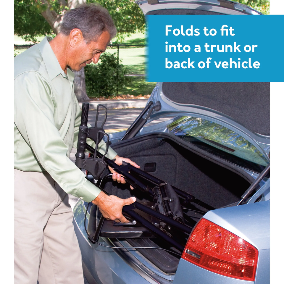 Steel Rollator Transport Walker with Padded Seat, 6" Wheels & Storage