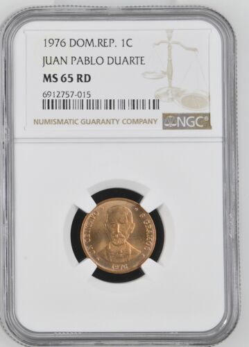 1976 Dominican Rep. 1 Cent NGC MS65 RD Coin