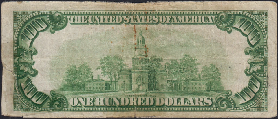 Fr.1890-D 1929 Cleveland $100 Federal Reserve Bank Note VF Tape - Image 2 of 2