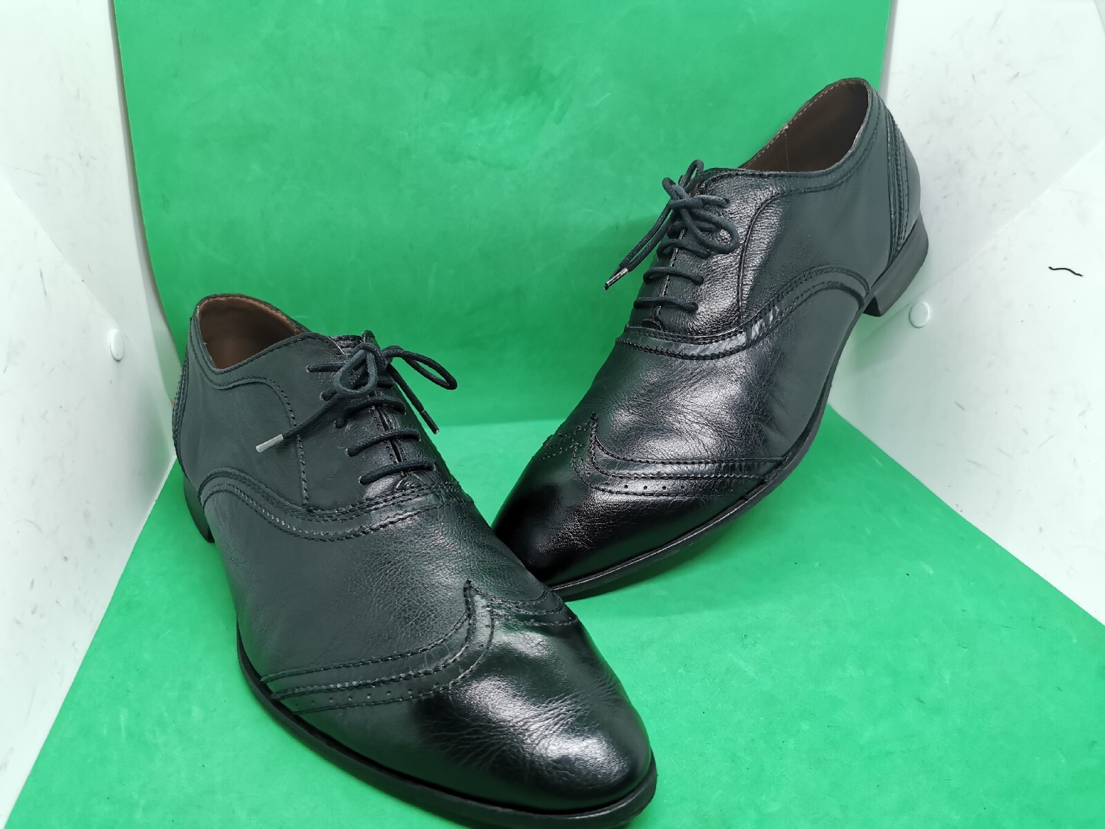 SAOLA Scarpe eleganti da uomo nere Hugo Boss taglia 11 45 in pelle wingtip derby stringate