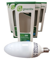 Greenlite CFL9W Series Candle Shape Light Bulbs 9W 420 Lumens 8,000 Hours 6 -Pcs