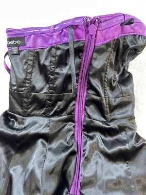 Bebe Purple Faux Leather Strapless Fit & Flare Dress XXS Grunge Gothic  Party | eBay
