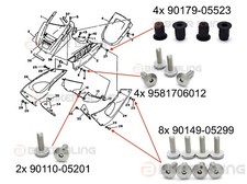 Yamaha TDM 850 1991-1995 front left righ side fairing bolts rubber well nuts kit