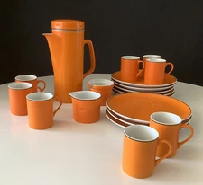 Lagardo Tackett 20 Piece Kelco Orange /White Luncheon Set Schmid Porcelain