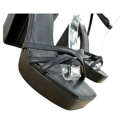BP | Tavey 9 Black Platform Heels Sandals Block - Picture 4 of 9