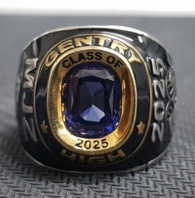 Class of 2025 Men High School Ring Custom Name, Rectangle Stone, Graduation Gift