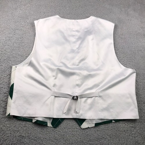 Loudmouth Golf Vest Mens 54 Green/White Argyle Button Up Lined Cotton Stretch - Picture 4 of 8