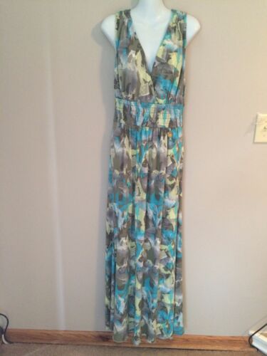 NWT Apple Bottoms Multi-Color V-Neck Full Length Dress Size XL