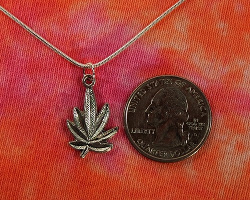 Marijuana Pot Leaf Necklace, THC, 420 Weed Charm Pendant Jewelry, 16-36" chain - Picture 3 of 6
