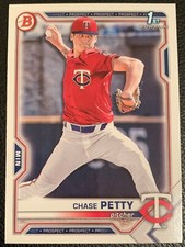 2021 BOWMAN DRAFT CHASE PETTY MINNESOTA TWINS PROSPECT #BD-49 1ST BOWMAN PAPER