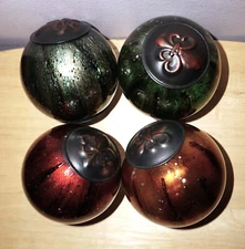 Set of 4 Bowl Filler Decorative Orbs Balls w/ Metal Accents Home Tabletop Decor