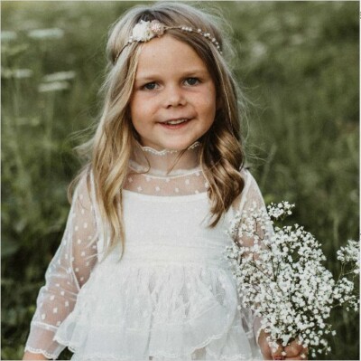 Amy Bohemian Baby Kleid Geburtstag Party Boho Blumenmädchen Kleid & GRATIS STIRNBAND