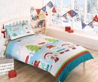 CHRISTMAS Duvet Cover Set - Double Bed Size - SNOWMAN FRIEND - TREES - PRESENTS