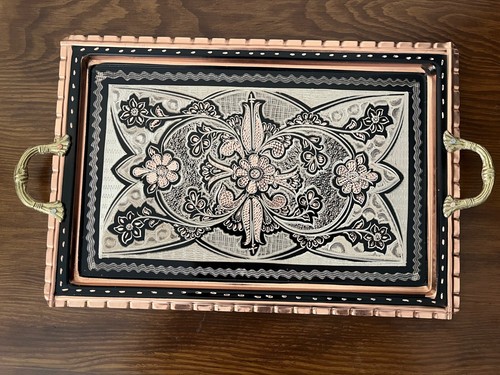 Copper Coffee Tray, Turkish Copper Serving Tray, Copper Tray Handmade - Picture 11 of 14